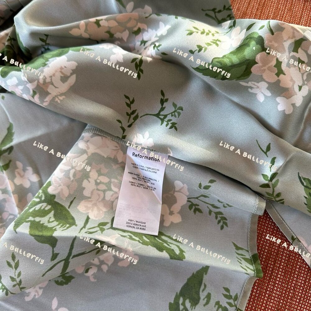 Reformation Frankie Silk Dress - Tea Garden - Picture 14 of 16